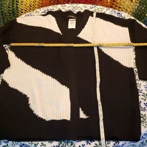 Stylish Black and White Cardigan Sweater